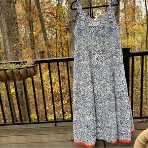 Francesca’s Blue and white floral print dress with tie straps Patterned Dress